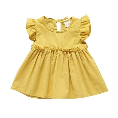 

Toddler Kids Baby Girls Solid Casual A-Line Twirly Ruffle Dress Party Princess Clothes Outwear For 4-5 Years