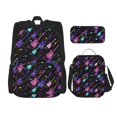thumbnail image 1 of Disketp Colorful Guitar Mochila Estampada de Gran Capacidad con Lonchera y Estuche, Set de 3 Piezas para Estudiantes, 1 of 7