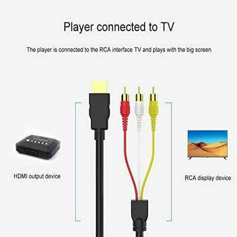 5ft Video Cable HDMI to RCA Audio AV Adapter, Male M/M 3-RCA DVD HDMI 1080P  for HDTV