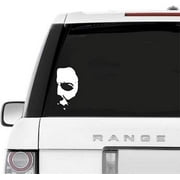 A&B Traders Car Decals Michael Myers Creepy Half Face 5.8" White Vinyl Decals Scary Horror Movies Creepy Halloween