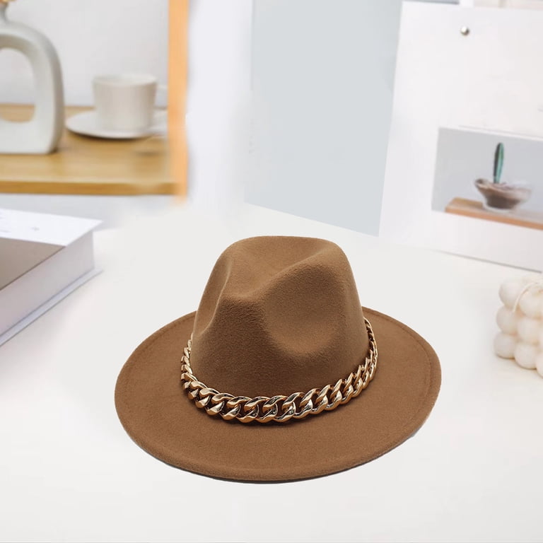Women Men Wide Brim Western Cowboy Cowgirl Fedora Hat with  display picture 1