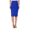 thumbnail image 3 of Women's Casual Elastic Band High Waist Stretch Office Work Solid Midi Skirt Royal Blue XL, 3 of 6