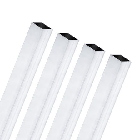 4-Pack 250mm 6063 Aluminum Square Tube, 10x10mm Outer Width 1mm Wall Thick Seamless Aluminum Tubing for Frame Construction