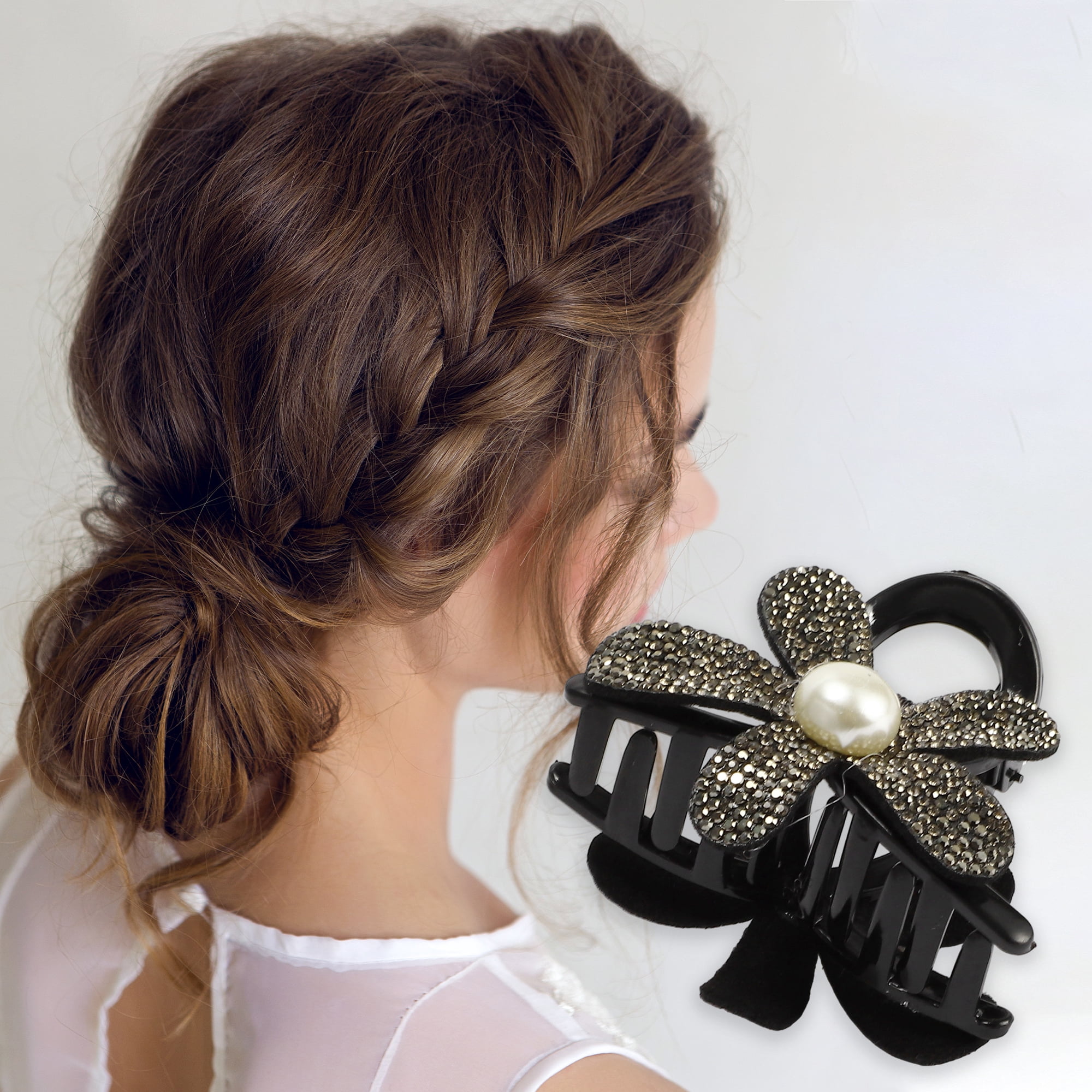 Unique Bargains Women's Fashion Elegant Rhinestones Hair Clips Multicolor 3 Pcs