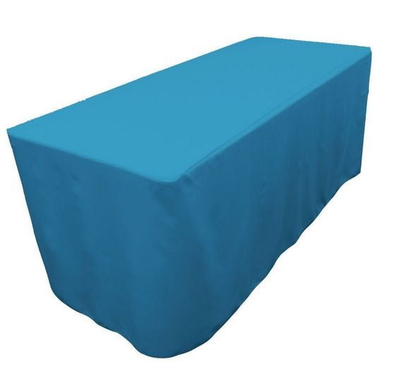 Fitted Polyester Table Cover Trade Show Event Tablecloth Turquoise Blue 5' ft 