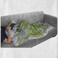 thumbnail image 6 of Fine Art Soft Flannel Fleece Throw Blanket, Summer River Surrounded by Tree Forest Lake Bush Foliage Serenity, Cozy Plush for Indoor and Outdoor Use, 50" x 60", Green Purple and White, by Ambesonne, 6 of 6