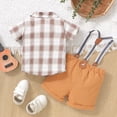 thumbnail image 4 of Youmylove Toddler Boys Short Sleeve Plaid Prints T Shirt Tops Shorts Child Kids Gentleman Outfits Outfit For Boys, 4 of 7