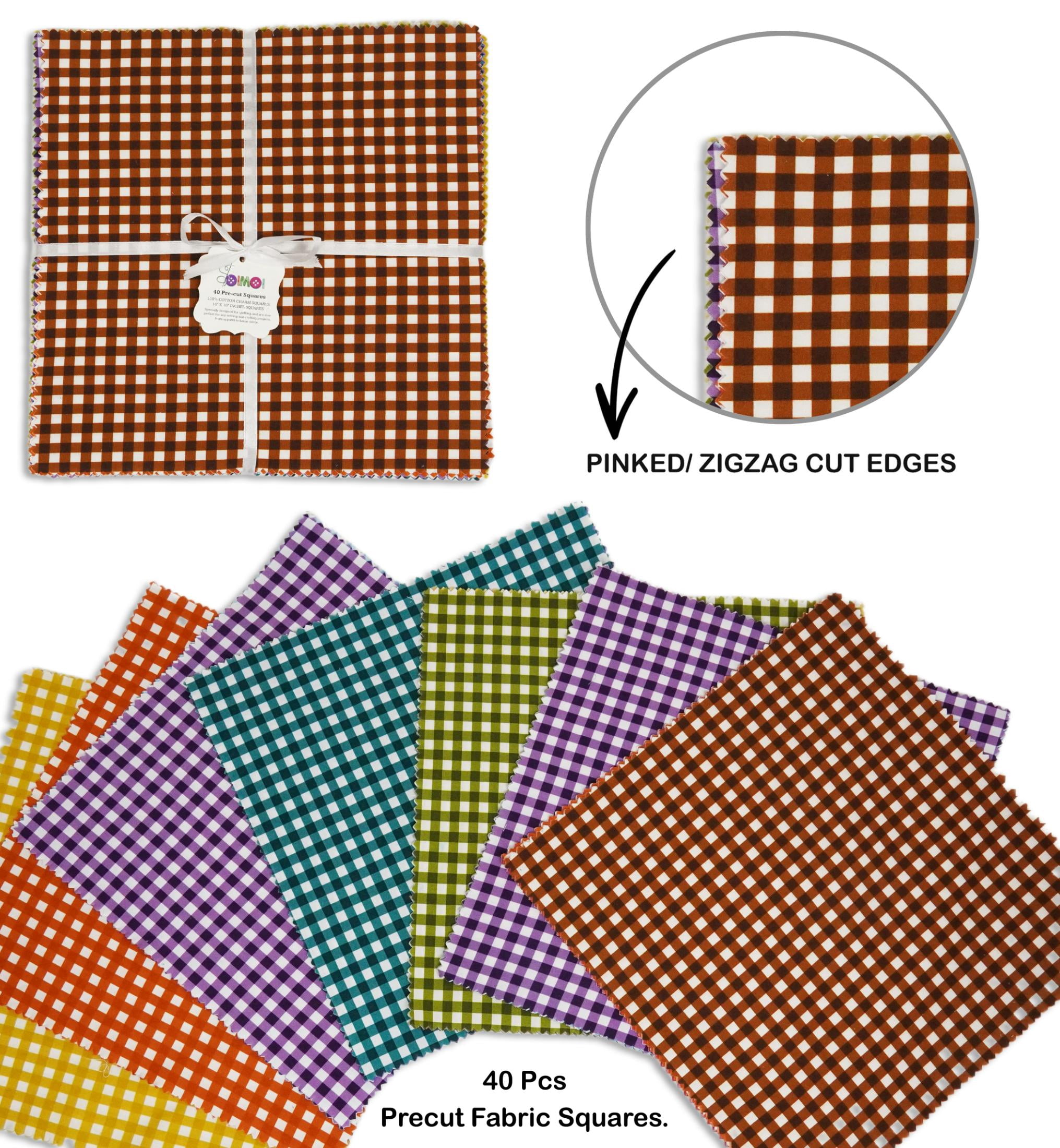 Soimoi Precut 10-inch Gingham Prints Cotton Fabric Bundle Quilting Squares Charm Pack DIY Patchwork Sewing Craft
