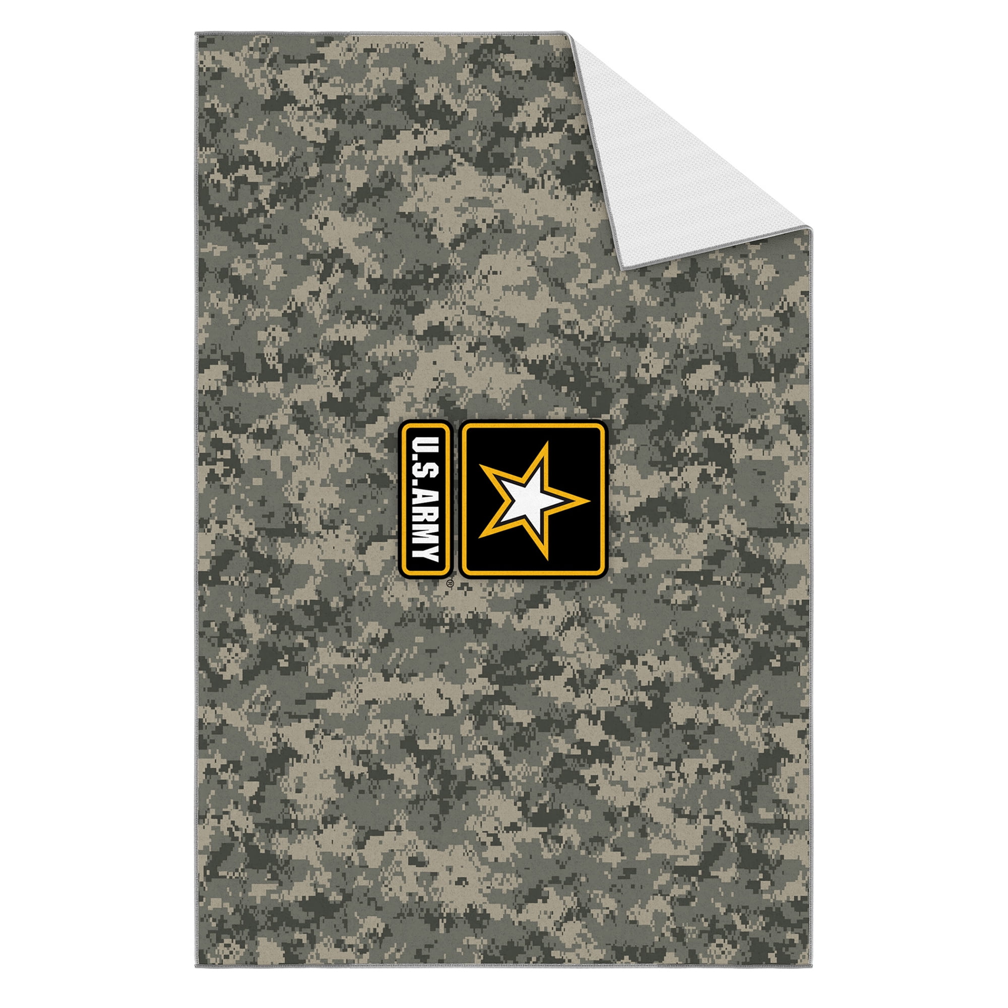 Ottomanson US ARMY Logo Camouflage Non-Slip Rubberback 3x5 Machine Washable Area Rug, 3'3" x 5', Multi