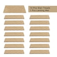 thumbnail image 4 of PURE ERA 14pcs Bullnose Carpet Stair Treads Cover 9.5" x 30"with 1pc Matching Landing Mat 24" x 36" for Wooden Steps Tape Free Non-Slip (Khaki Diamond Trellis), 4 of 12