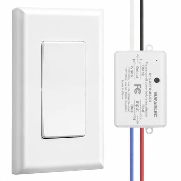 Wireless Remote Light Switch, No Wiring, No WiFi, 100ft RF Range, Pre-Programmed, Expandable Wireless Wall Switch and Receiver Kit, Remote Control Light Fixture for Lamp, Ceiling Light, Fan$$Tools &