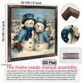 thumbnail image 3 of 2D Flat Prints 1pc Wood Frame Wooden Wall Sign Snowman couple, winter snow scene, vintage watercolor style Wall Art 8x8in Prints Print Painting For Living Room Bedroom Office Bathroom Dorm Home De, 3 of 9