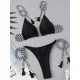 thumbnail image 2 of Conjunto de bikini con estampado de leopardo para mujer, traje de baño de 2 piezas con volantes, sin tirantes, con realce, estilo Bandeau, 2 of 5