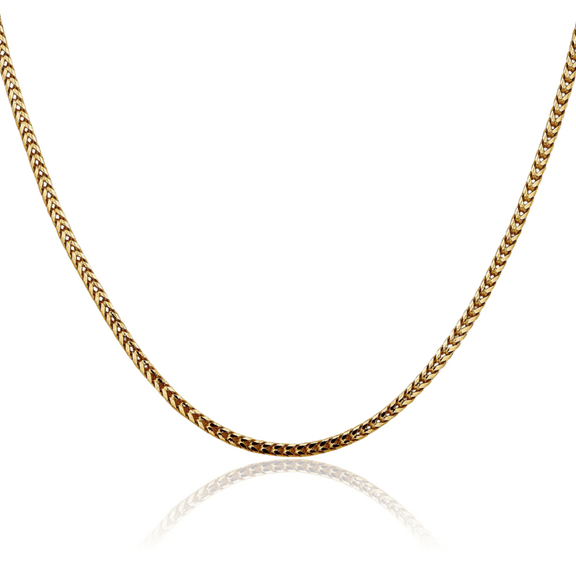 14K Solid Yellow Gold 2.5mm Franco Link Chain Necklace