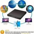 thumbnail image 3 of External CD DVD Drive, USB 2.0 Slim Protectable External CD-RW Drive DVD-ROM Burner Player for Laptops Desktop PCs, 3 of 4