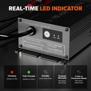 Litime 12V 16V 5A Mountable Lithium Battery Charger, IP65 Waterproof, 14.6V & 18.25V LiFePO4 Smart Charger with Adjustable Voltage, LED Indicator, Smart 3-Stage Charging & BMS Activation