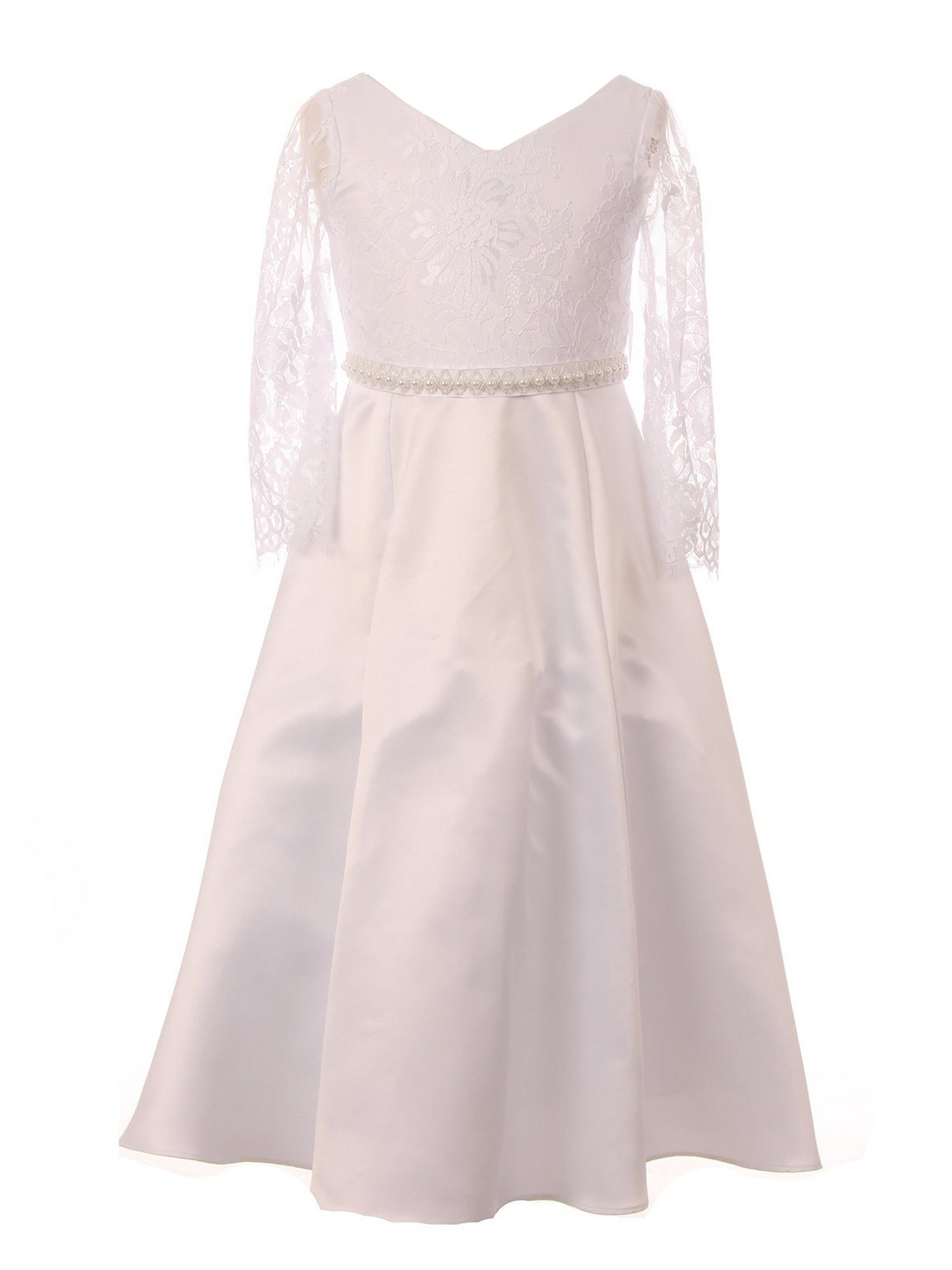 Chic Baby Chic Baby America Girls White Lace Overlay Flower Girl