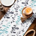 thumbnail image 3 of Aqua Grey Botanical Table Runner 70 Inches, Watercolor Spring Floral Summer Leaf Bed Runner Dresser Scarves Tabletop for Indoor Outdoor Parties/Ceremony/Banquet, 13" x 70", 3 of 8