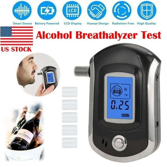 Ryhampaper Alcohol Breathalyzer, Digital Police Breath Analyzer Tester, LCD Portable Breath Alcohol Tester for Personal & Professional Use, Black