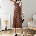 thumbnail image 3 of Denim Overall Dress for Women Summer Loose Casual Button Down Adjustable Strap A Line Midi Jean Dress with Pockets, 3 of 5