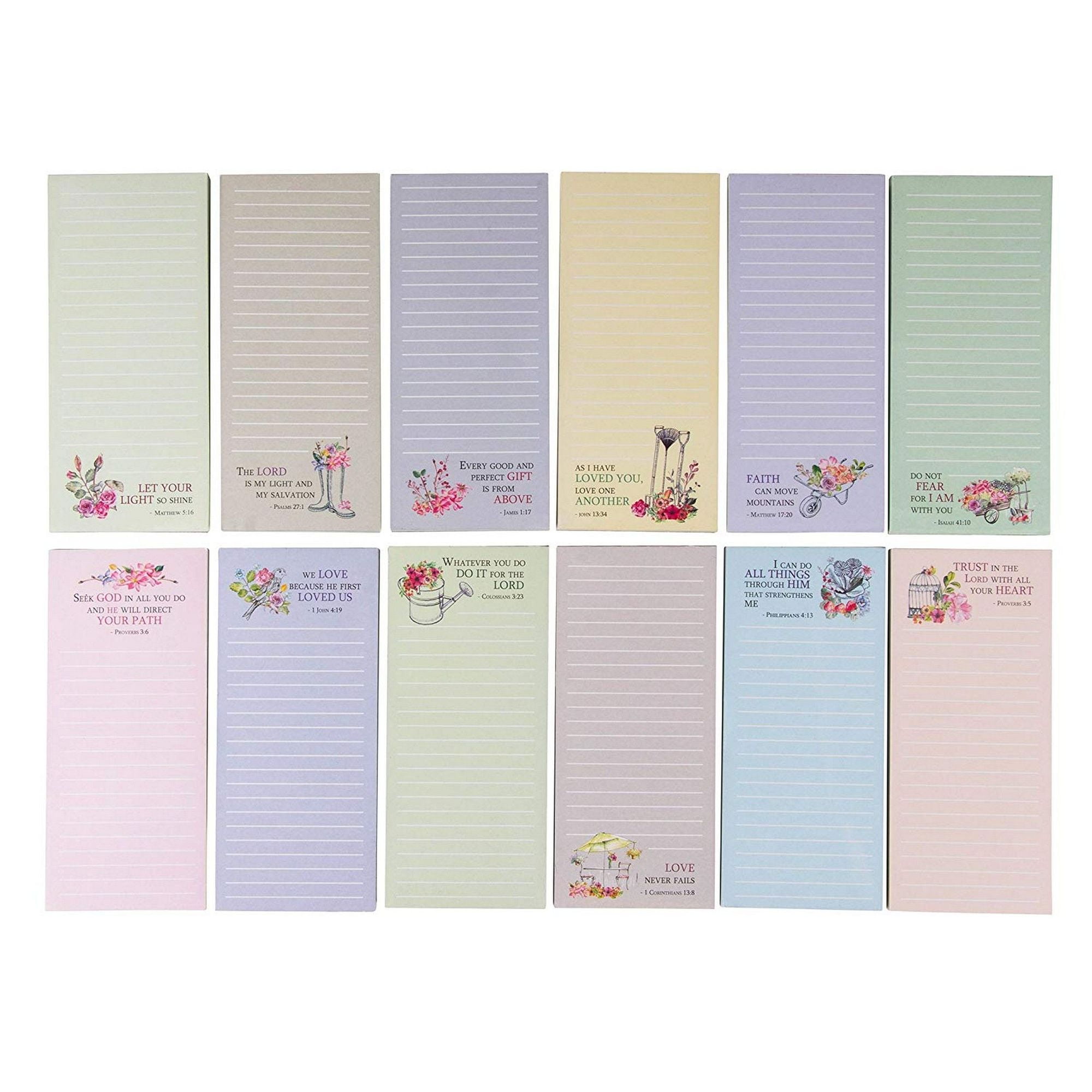 12 Pack Magnetic Note Pads With Bible Verses Grocery Shopping List 