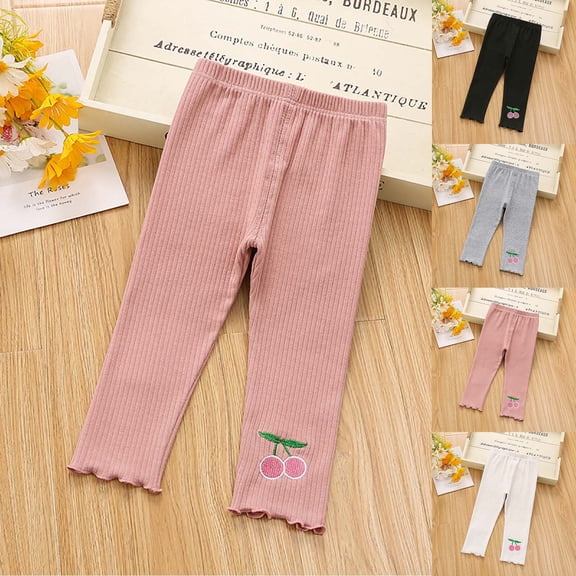 Rvasteizo Girls Skinny Pants High Stretch Mid Season Kids Long Pants for 1-7 Years