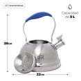thumbnail image 2 of Tetera de Acero Inoxidable 3L con Asa Ergonómica Azul, 2 of 6