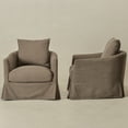 thumbnail image 5 of Brown Polyester Upholstered Swivel Barrel Armchair Set of 2 with Removable Washable Slipcover for Living Room, Bedroom, Feather Blend Cushion, Solid Wood Frame, Pillow Back Fully Assembled, 5 of 13