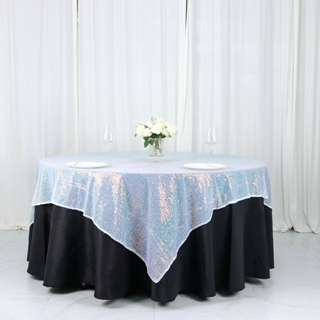 

Efavormart LUXURY Sequin Square Tablecloth Overlay 72 x 72 -Iridescent Blue Square Tablecloth Cover For Wedding Party Event Banquet