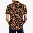 thumbnail image 4 of Balery Rose Flowers Printed Men’s Short Sleeve Polo Shirt, Midweight Men's Shirt,Golf Polo shirts -Large, 4 of 9