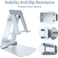 thumbnail image 4 of Iphone Stand, Cell Phone Stand, IPad Stand Holder, Adjustable Multi-Angle Aluminum, Non-Slip Cell Phone Stand for Desk, Foldable Phone Holder for iphone 14 13 Pro Max ipad laptop Kindle, Silver, 4 of 5