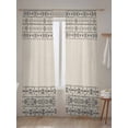 thumbnail image 5 of Bohemian Ethnic Sheer Curtains 2 Panels Set Brown Black Lines Linen Texture Lihgt Filtering Rod Pocket Voile Drape, Semi Sheer Window Curtains for Bedroom Living Room, 52"x108", 5 of 5