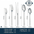 thumbnail image 5 of Yilush Silverware Set, 30 Piece Flatware Cutlery Set for 6, 18/10 Stainless Steel Silverware Mirror Polished Dishwasher Safe for Home, Restaurant, Wedding, Party(Silver, 30 pieces for 6), 5 of 7
