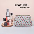 thumbnail image 4 of Bingfone Hand Drawn Strawberry Print Leather Makeup Bag, Portable Hand-held Zipper Female Cosmetic Bag Toiletry Bag, Suitable for Home and Travel, 4 of 6