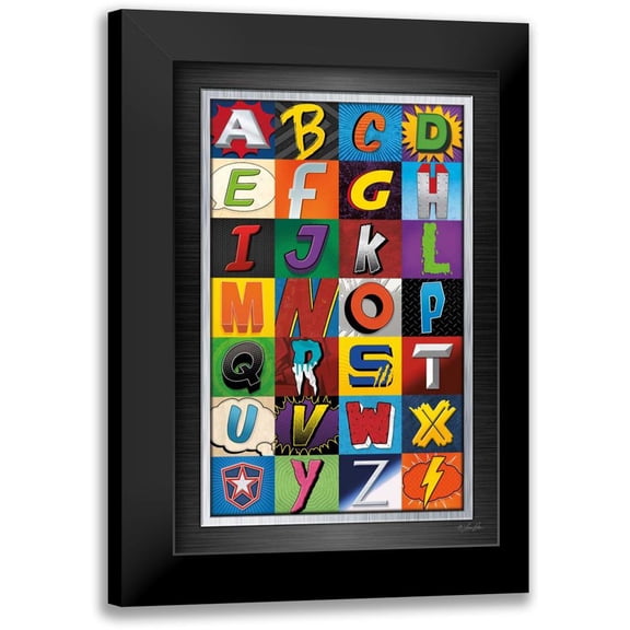 Rader, Lauren 11x14 Black Modern Framed Museum Art Print Titled - Superhero Alphabet