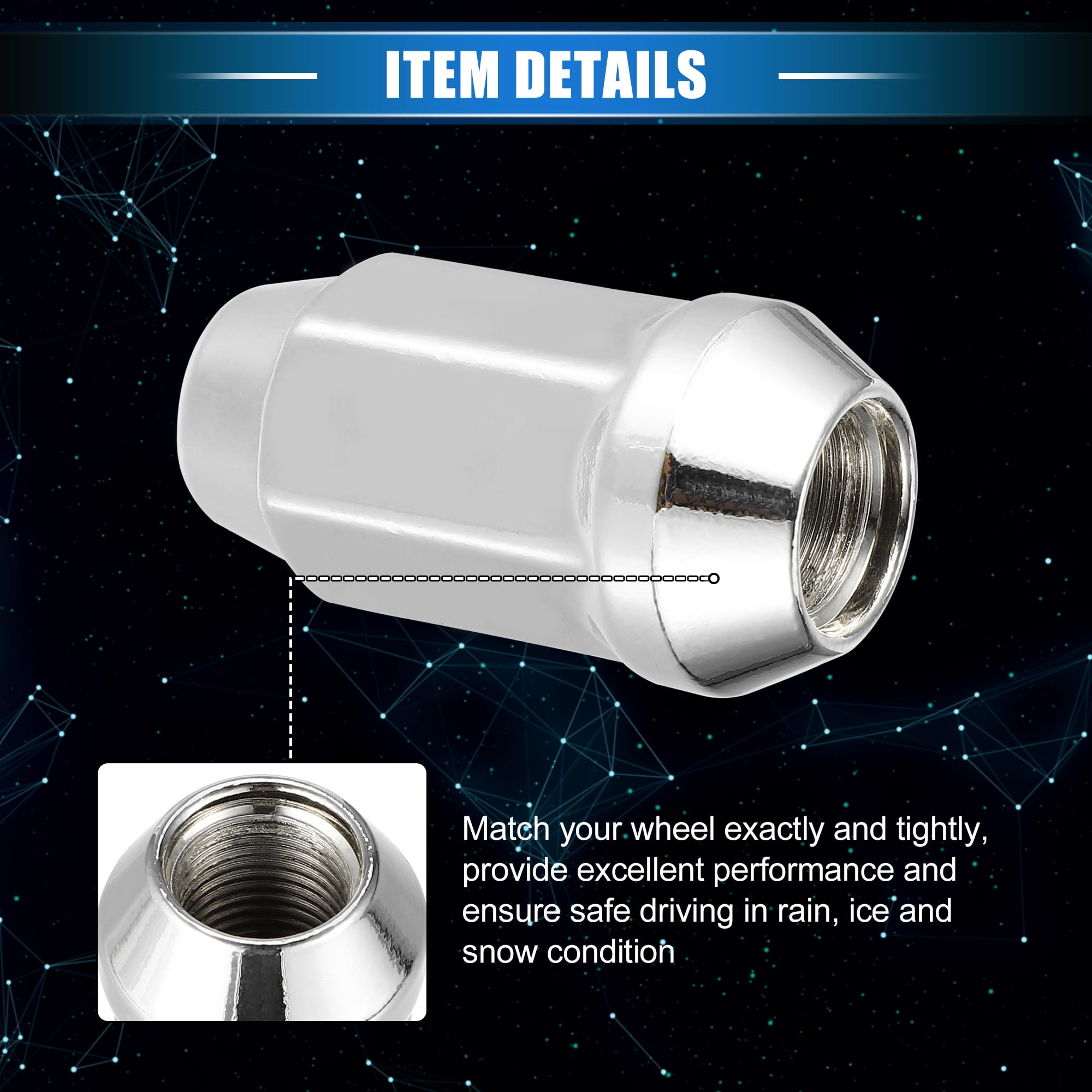 10 Pcs Wheel Lug Nuts Compatible for Ford Explorer for Lincoln MKS 1/2-20 Silver Tone Tire Lugnuts