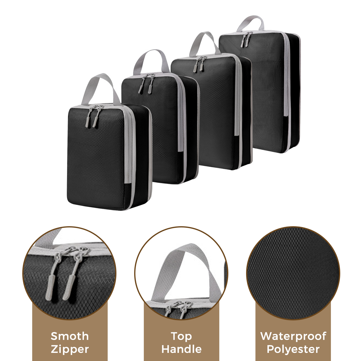 AUXDIQ 4 PCS Compression Packing Cubes Travel Luggage Organizer Bags Set Packing Organizers Compression Suitcase Bag Travel Essential Bag