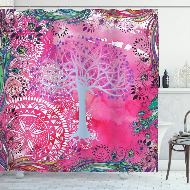  Nature  Shower Curtain Cute Tree of Life Motif  with 