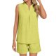 thumbnail image 3 of Camiseta de Manga Corta con Cuello en V para Mujeres con Pantalones Cortos de Bolsillo, Pantalones Casuales Y el Conjunto Superior para las Mujeres, 3 of 5