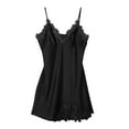 thumbnail image 4 of BLVB Women's Satin Nightgown V-Neck Lace Sleepwear Soft for Women Spaghetti Straps Short Slip Nightdress, 4 of 4