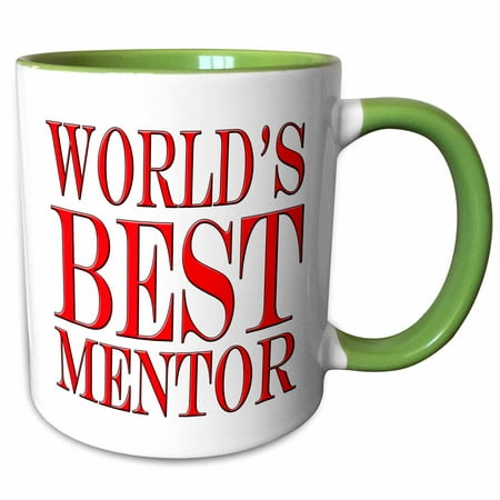 3dRose Worlds best mentor. Red. - Two Tone Green Mug,