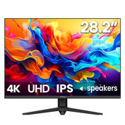 Suevery 28.2" 4K 60Hz IPS Monitor, UHD 3840×2560 with 120% sRGB, Built-in Speakers, FreeSync,Type-C/HDMI/DP, Wall-Mountable, Black