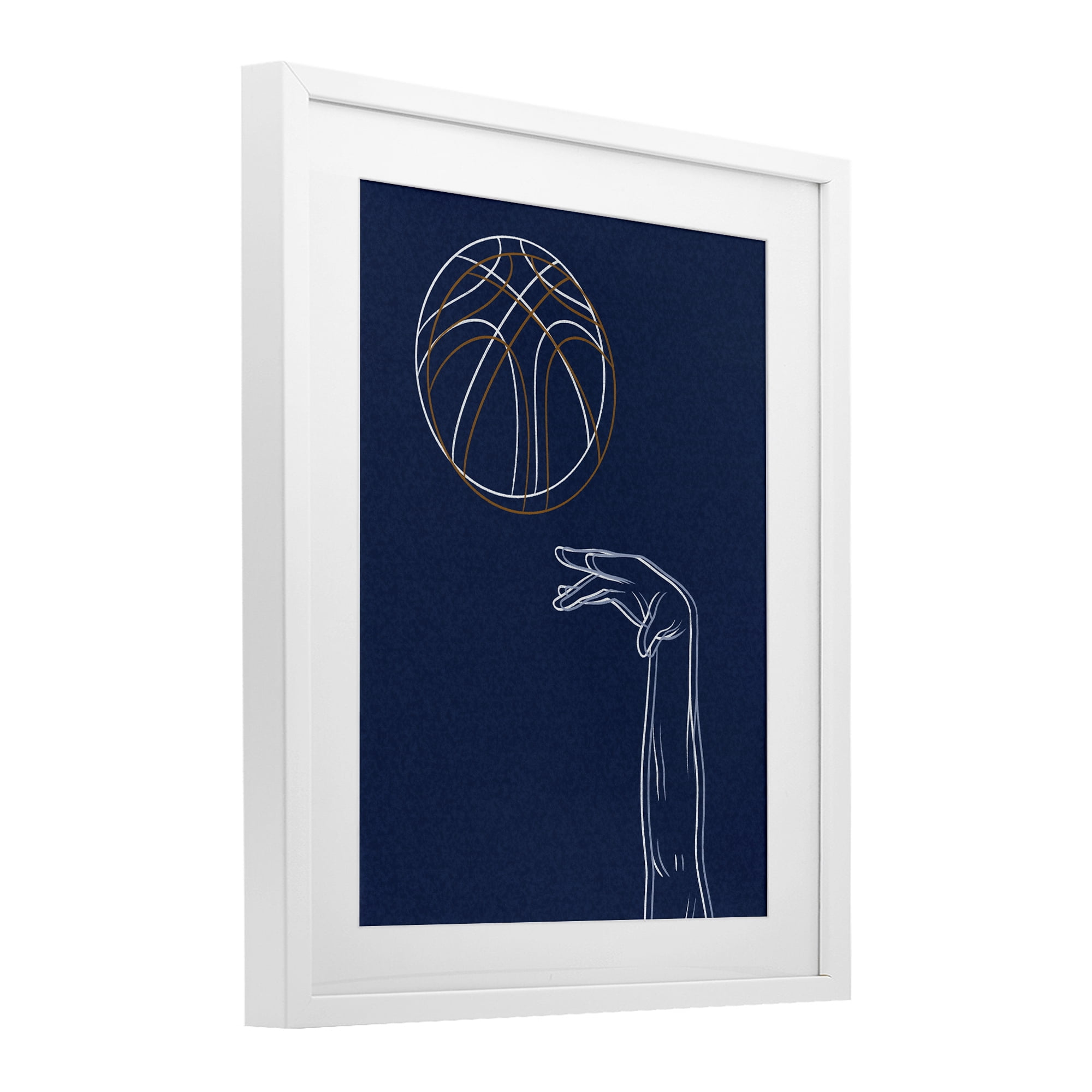 Stupell Industries Basketball Lines Contour White Framed Print Under Glass, design by Marcus Prime