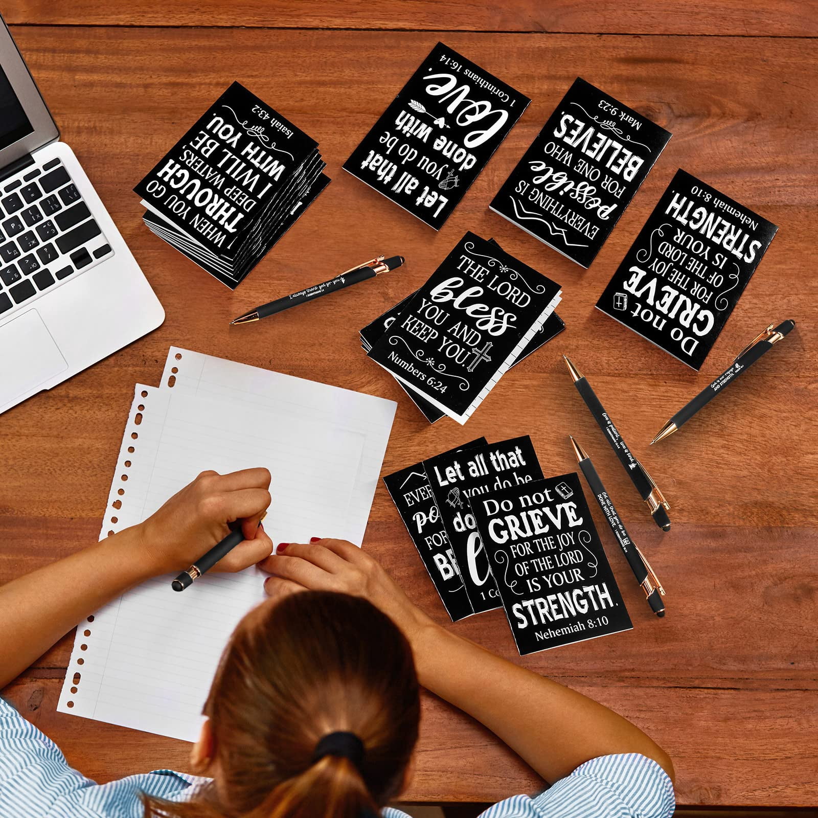 48 Pens Notepads Gifts For Mother's Day Set Ballpoint Pen Notebook Inspirational Quotes Journal Women Motivational Gift (classic Style)