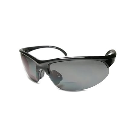 Men Bifocal Reading Sunglasses Half Rim Sports Outdoor Glasses Black +2.50