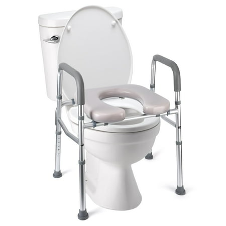 Maritcute Raised Toilet Seat,350LB Stand Alone Homecare Commode Bathroom Assist Frame,Adjustable Height,Padded Seat,for Elderly, Handicapped, Disabled
