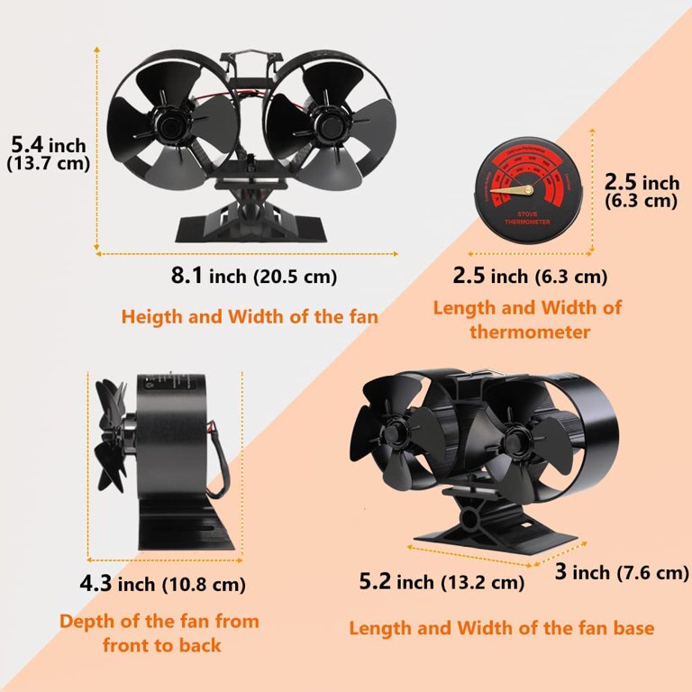 MINYIKJ Wood Stove Fan, 8 Blades Double Motors Fireplace Fan, Dual Fan for  Heater, Heat Powered Stove Top Fans for Gas/Pellet/Wood/Log Burner Stove, Non  Electric - Walmart.com