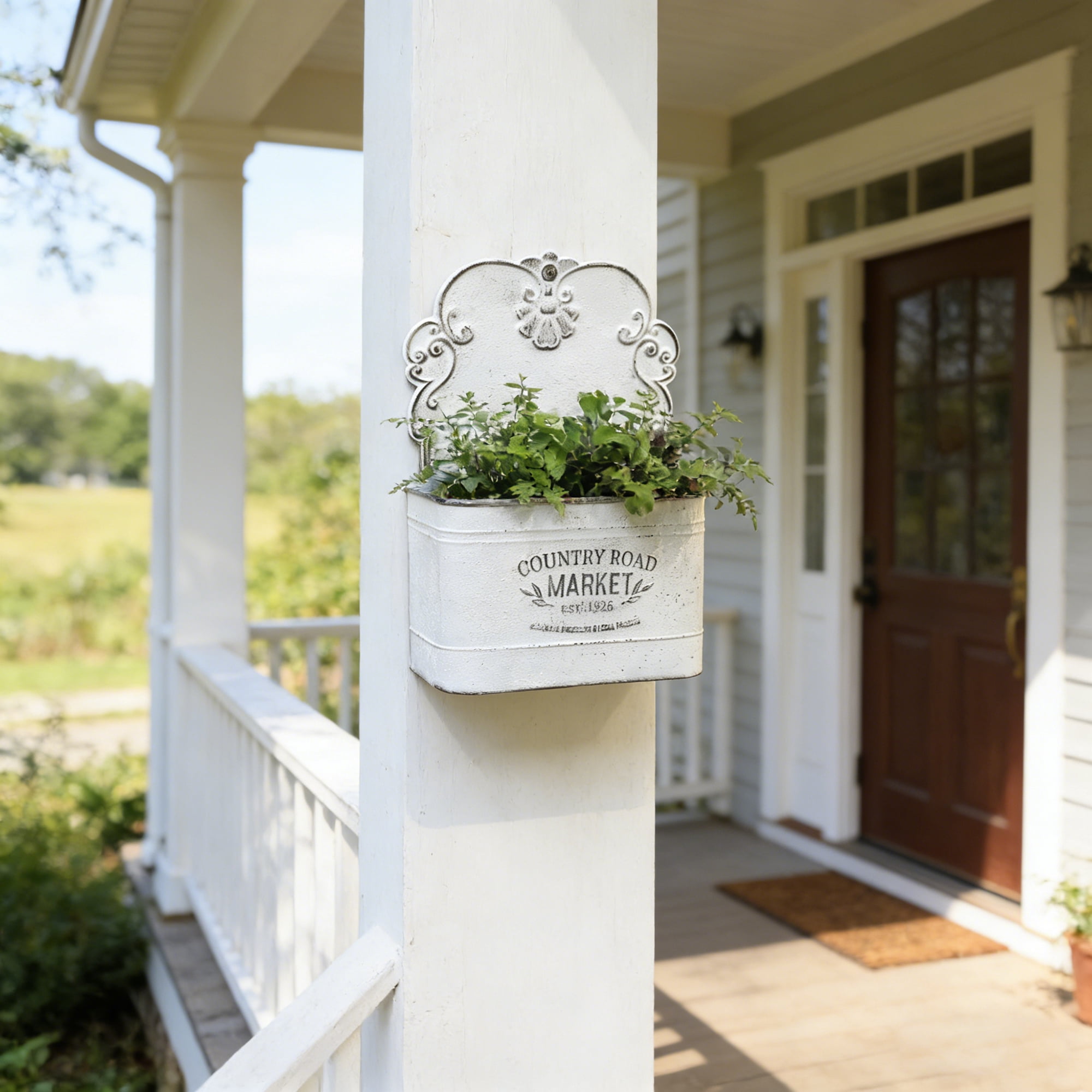 Galvanized Metal Wall Planter - Rustic Vintage Wall Mounted Planters for Outdoor Plants Farmhouse Hanging Plant Holder Decor (13.2" L x 9.5" H)