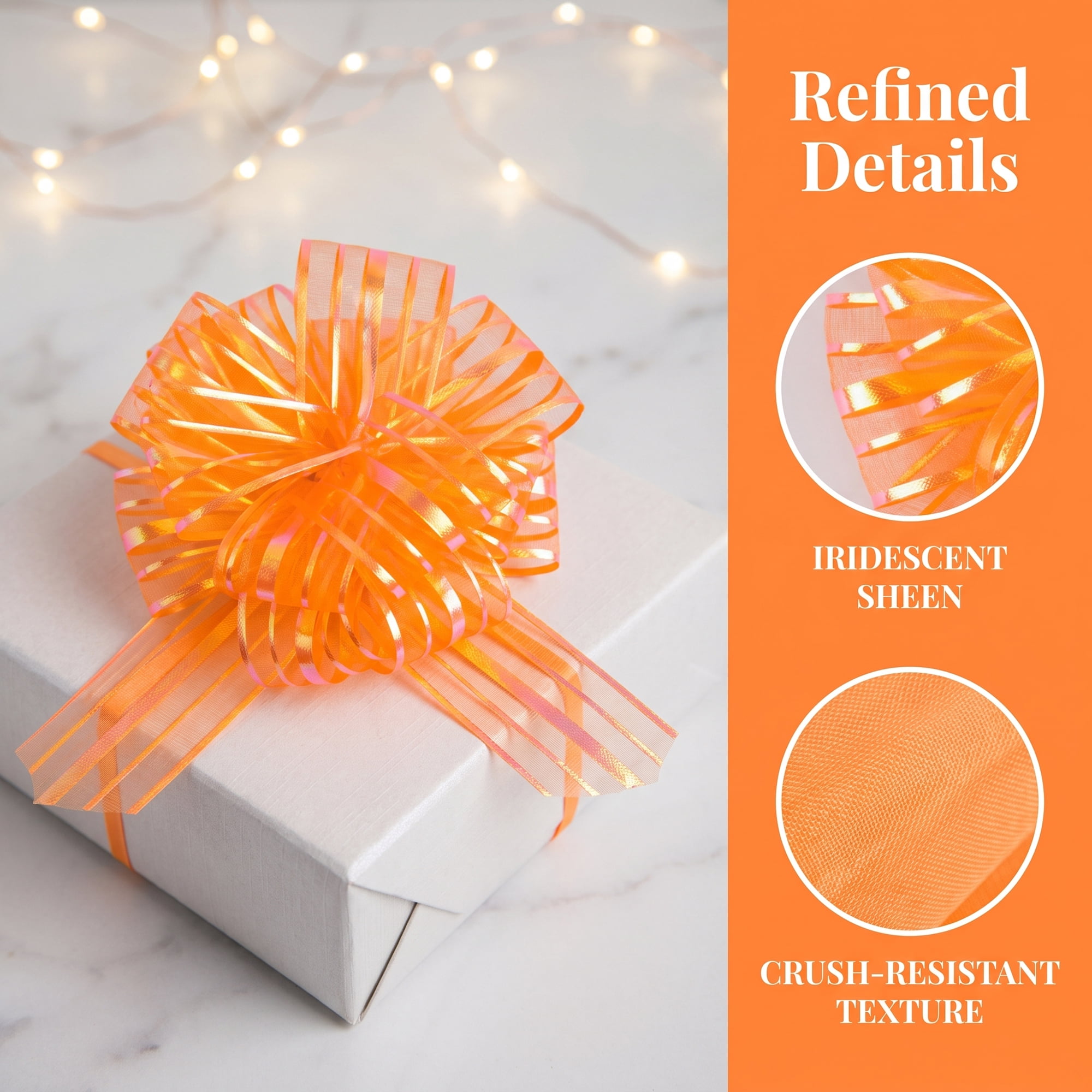 Unique Bargains Crush-Resistant Ribbon Bow for Birthday and Special Occasions Orange