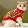 thumbnail image 4 of Pet's Clothes Christmas Winter Cat With 3D Floral Stripes Cozy Knitted Sweater For Indoor Cats, 4 of 8